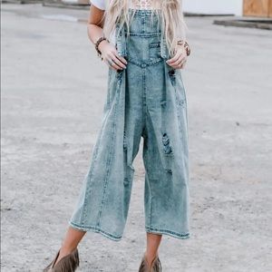 High hopes slouchy denim overalls.